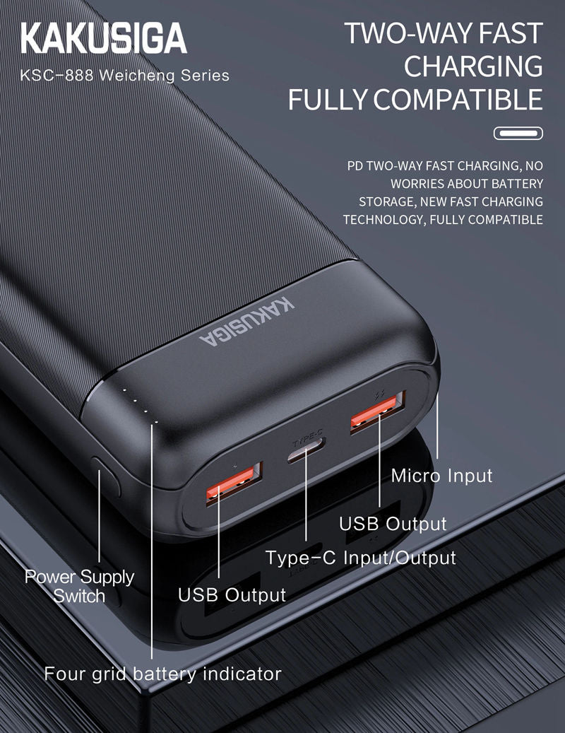 (20000mAh) PD 20W QC3.0 Micro USB USB-C Battery Pack Charger Portable Power Bank