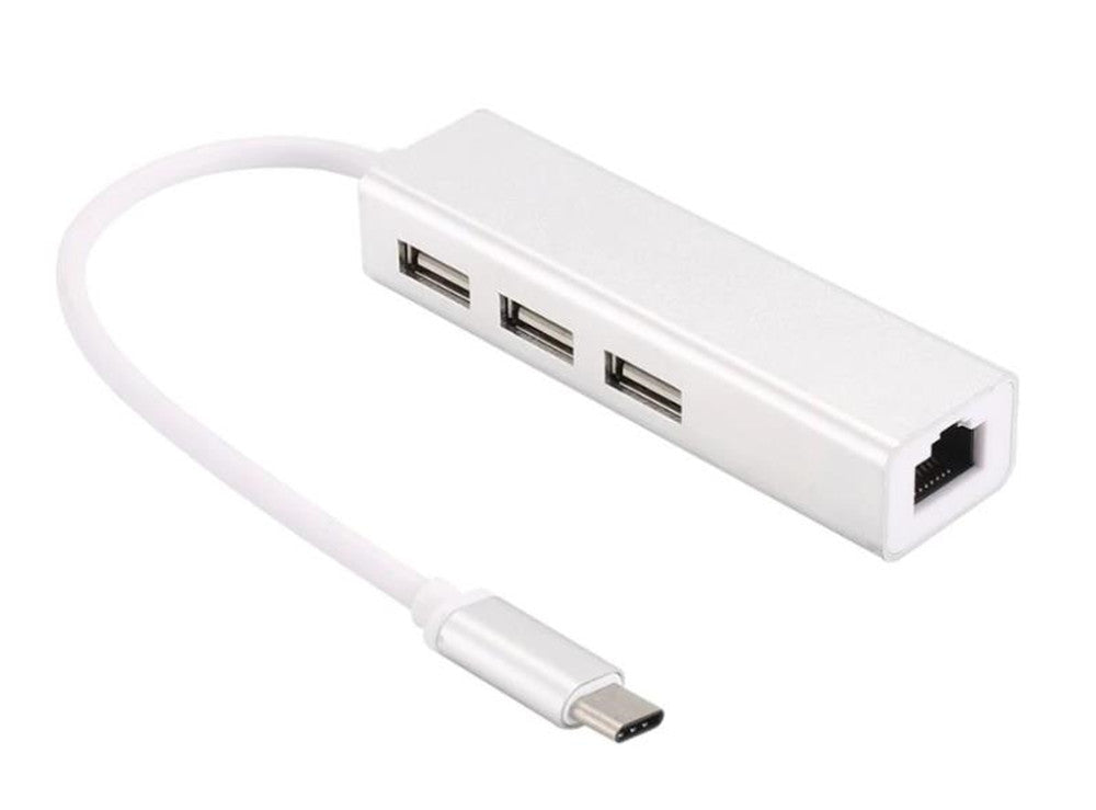 Hub USB USB-C vers 3 ports + adaptateur LAN Ethernet RJ45