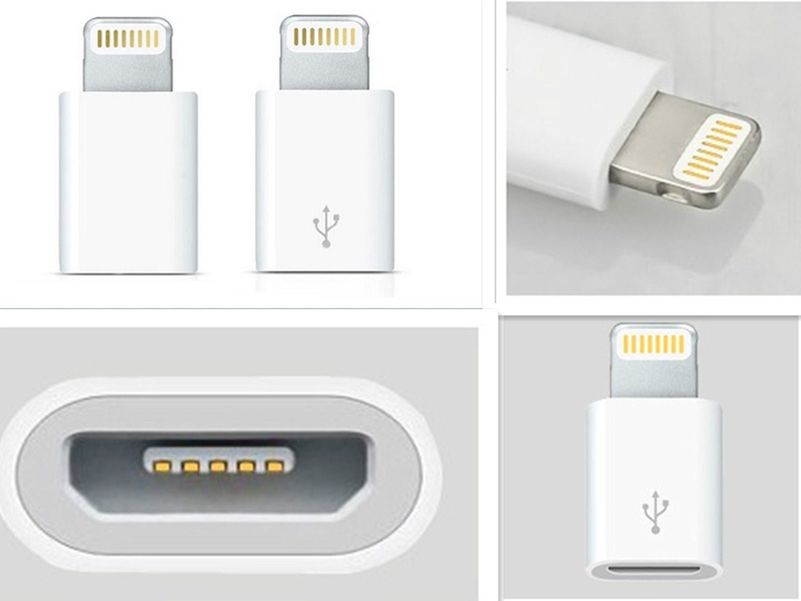 (Paquet de 2) connecteur adaptateur micro USB femelle vers Lightning mâle 