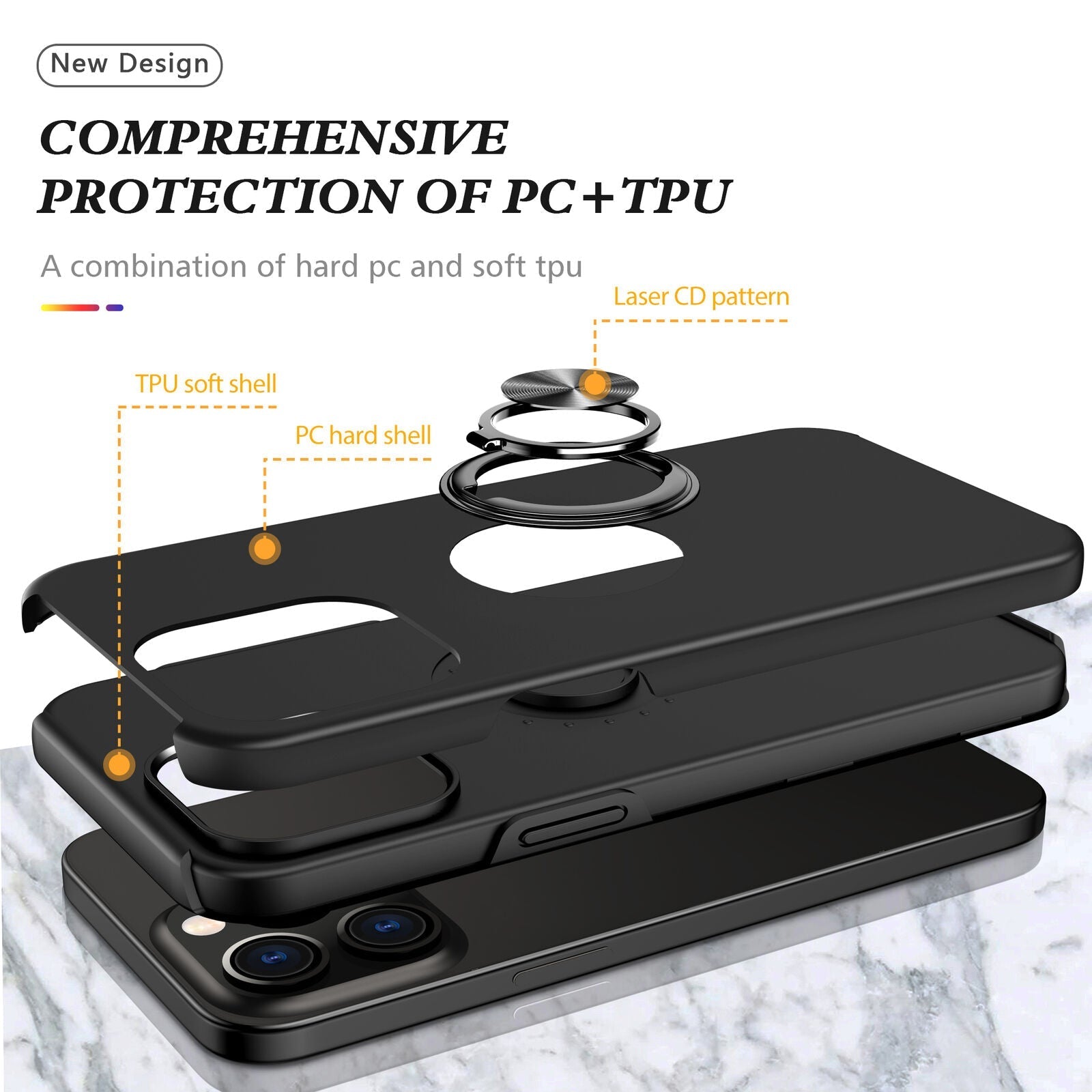 Hybrid Magnetic Invisible Ring Case for iPhone 16 Pro Max