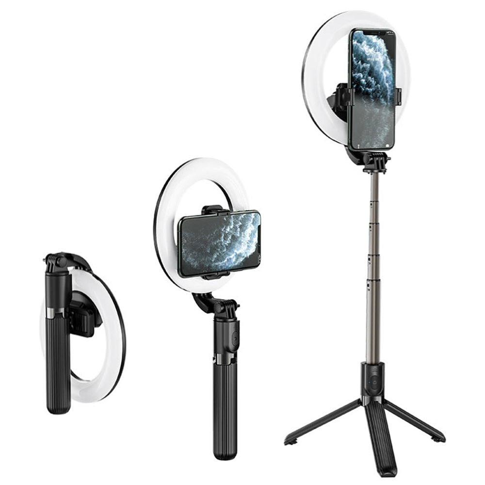 Wireless Tripod Selfie Stick Phone Holder Stand with Ring Light & Remote Control