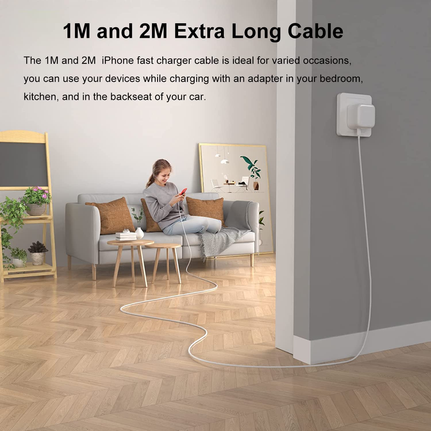 (35W) Dual USB-C PD 3.0 Fast Charging Power Adapter Wall Charger & USB-C Cable + Lightning Cable (1m)