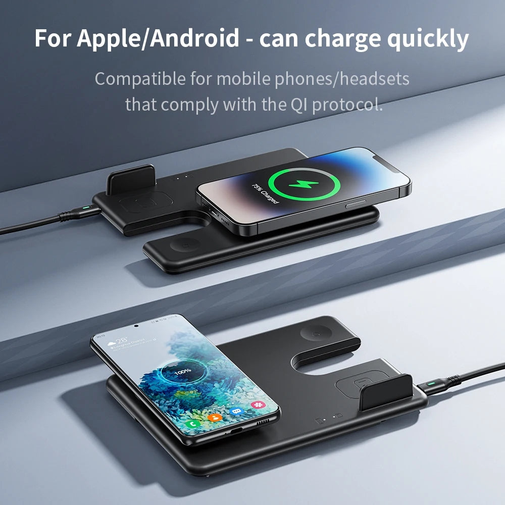 3 in 1 MagSafe Magnetic Wireless Charger Folding Dock Stand Station