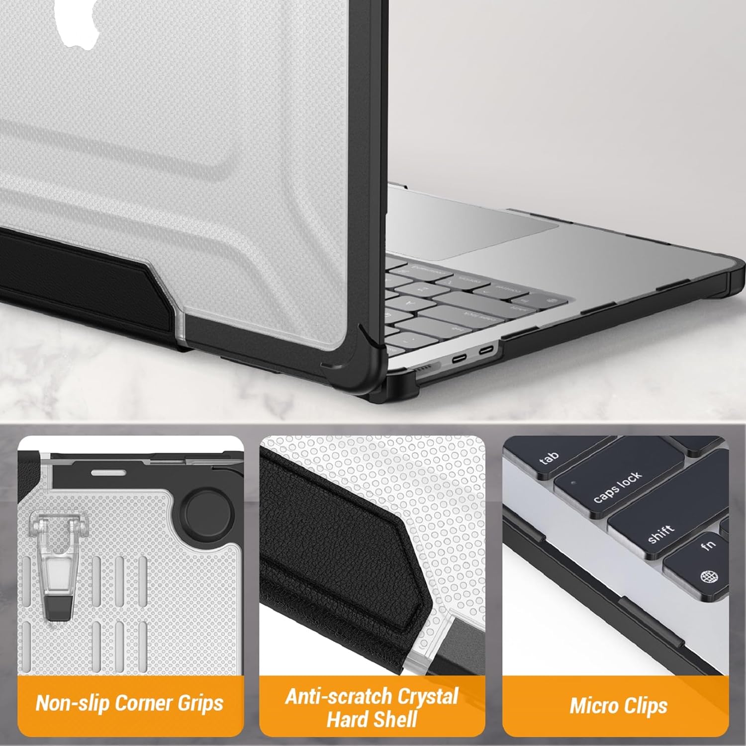 Hard Shell Smart Cover Case with Foldable Kickstand for Apple MacBook Air 13.6