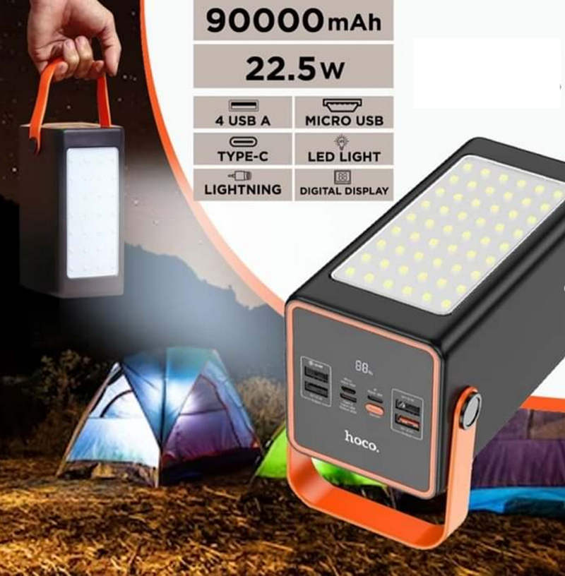 (90000mAh) 22.5W LED Strong Flashlight External Battery Charger Portable Power Bank for Indoor Outdoor Camping