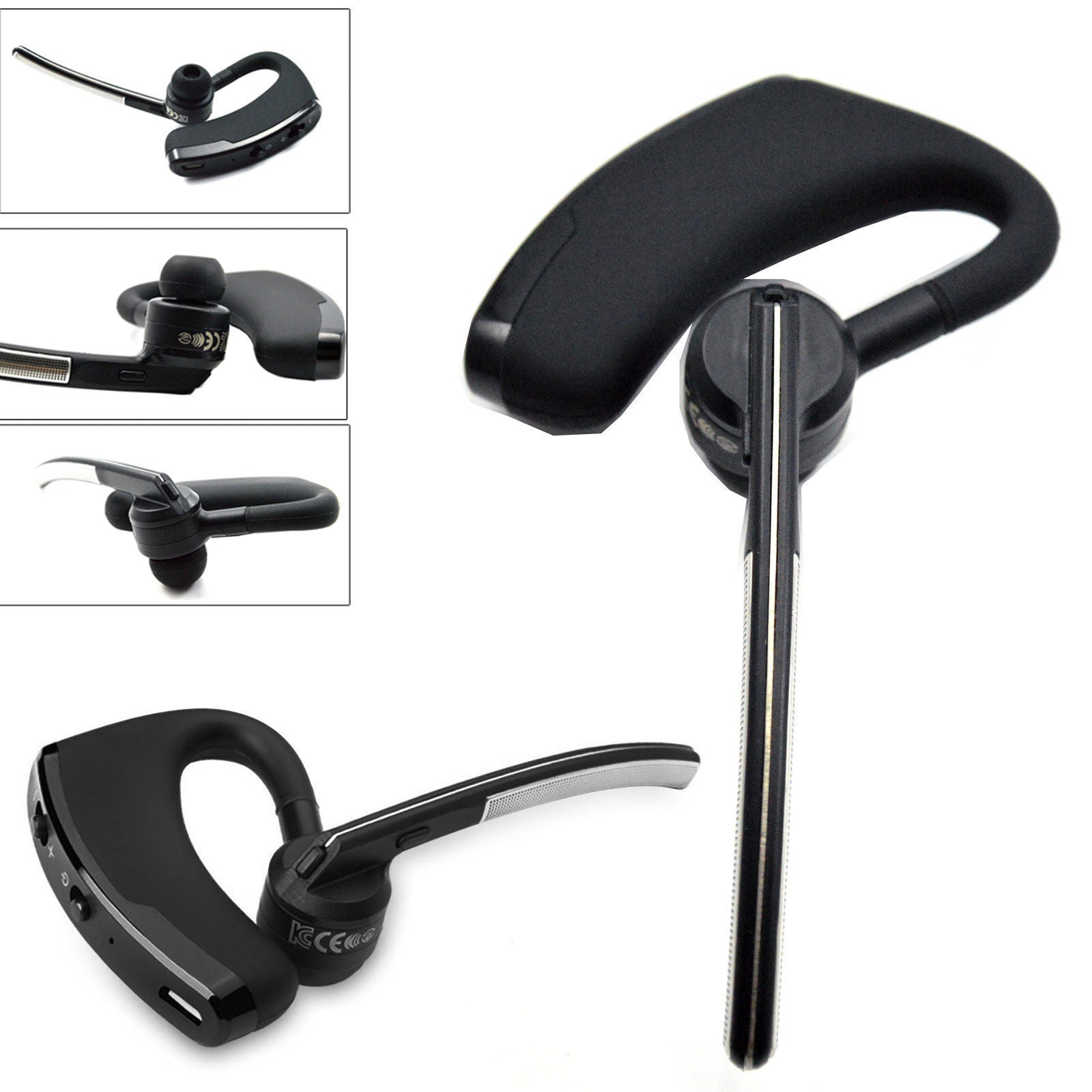 Wireless Bluetooth Headset Handsfree Earphone Hook In-ear Stereo Noise Cancellation & Mic