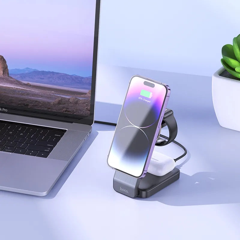 3 in 1 Foldable MagSafe Magnetic Wireless Charger Dock Stand Station