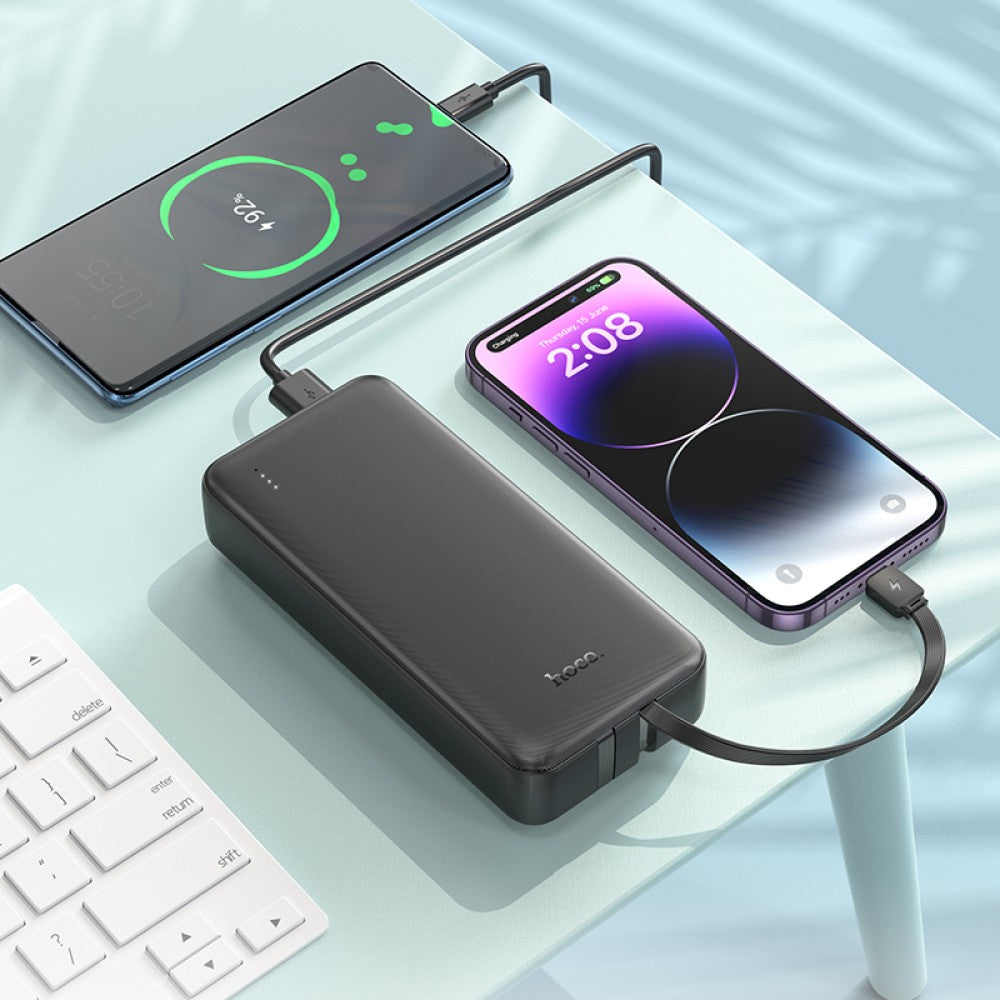 (20000mAh) Micro USB USB-C Battery Pack Charger Portable Power Bank with USB-C & Lightning Cable