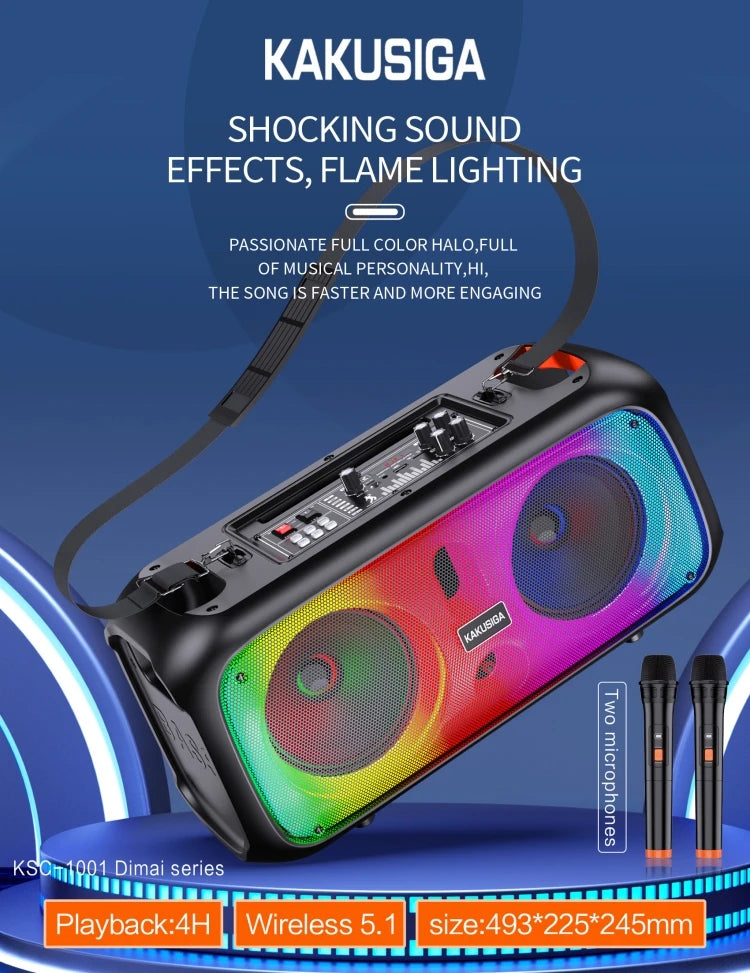 Colorful Luminous LED Indoor Outdoor Party Wireless Bluetooth Stereo Speaker with Remote & Karaoke Microphone