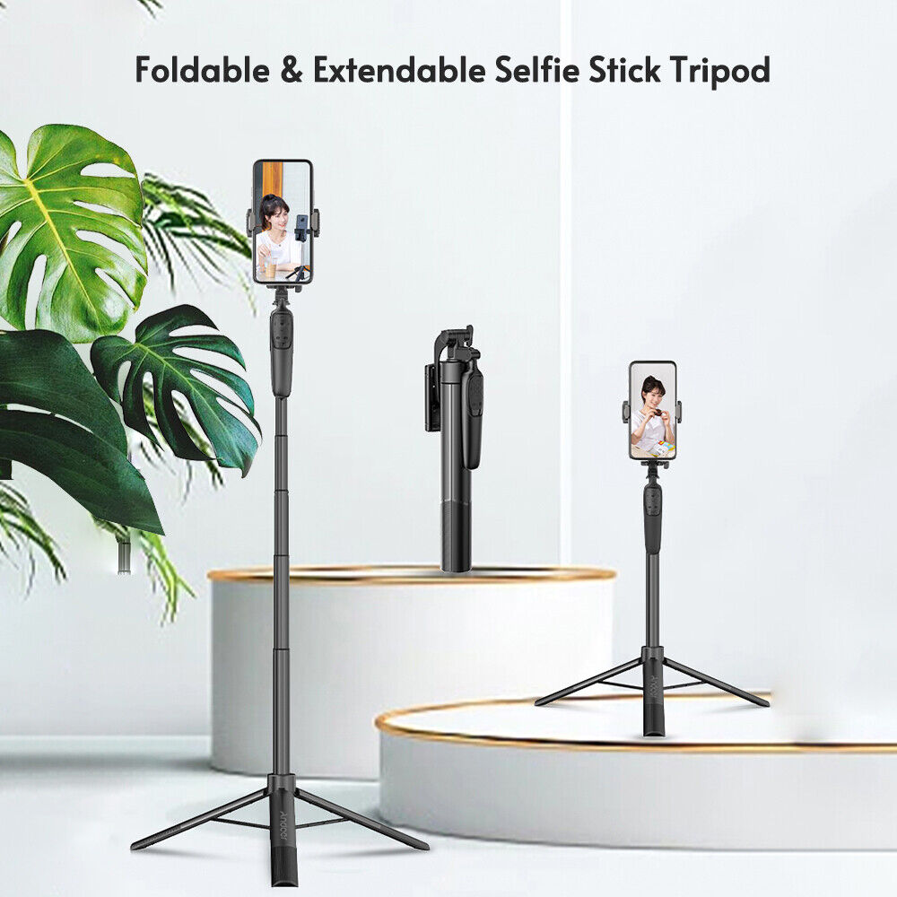 Wireless Bluetooth Extendable Tripod Selfie Stick Phone Holder Stand & Remote Control