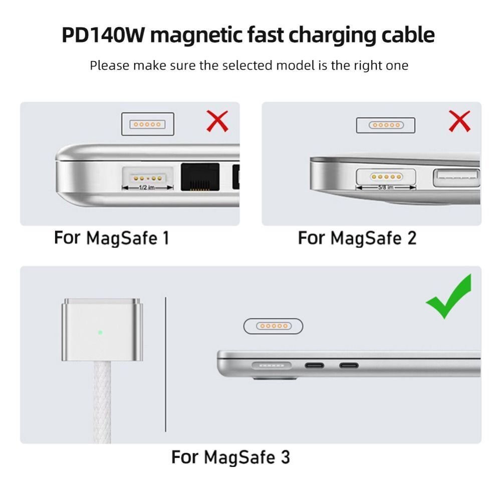 (140 W) Câble de charge rapide USB-C vers MagSafe 3 (2 m)