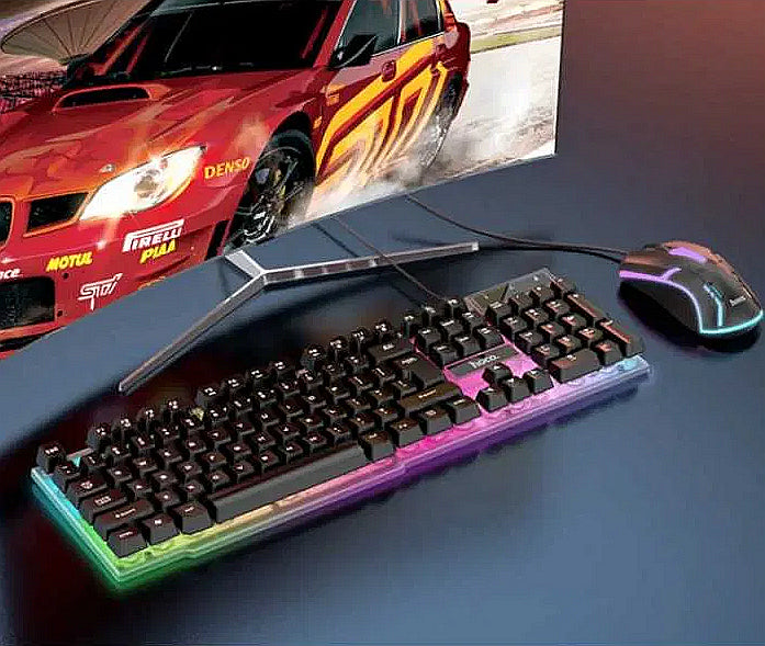 Ensemble combiné clavier et souris de jeu mécanique lumineux LED USB filaire