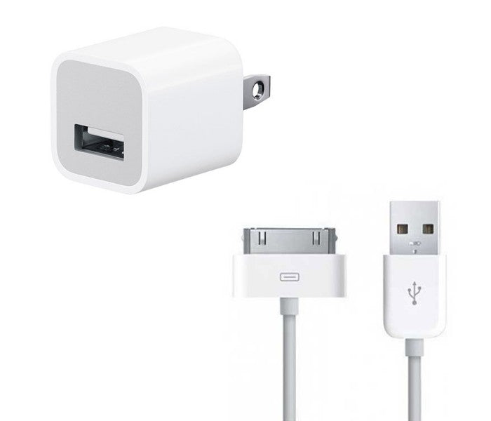 5W USB Power Adapter Wall Charger & 30-Pin Cable (1m)