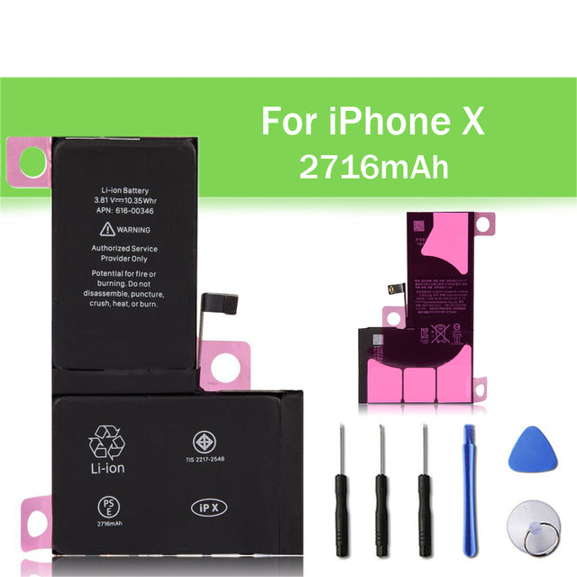 Batterie de remplacement pour iPhone X, 2716 mAh