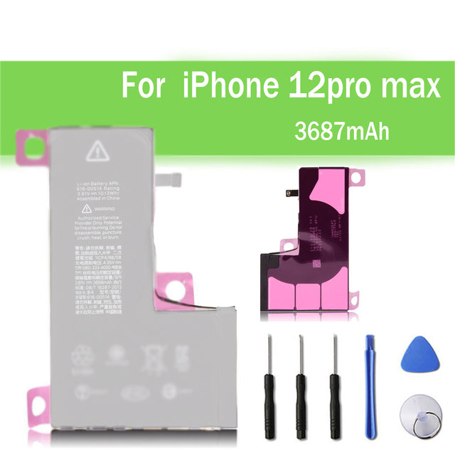 Batterie de remplacement pour iPhone 12 Pro Max, 3687 mAh