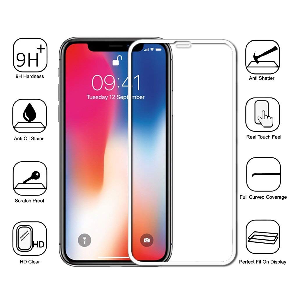 Protecteur d'écran en verre trempé à couverture complète incurvée pour iPhone Xs Max / 11 Pro Max