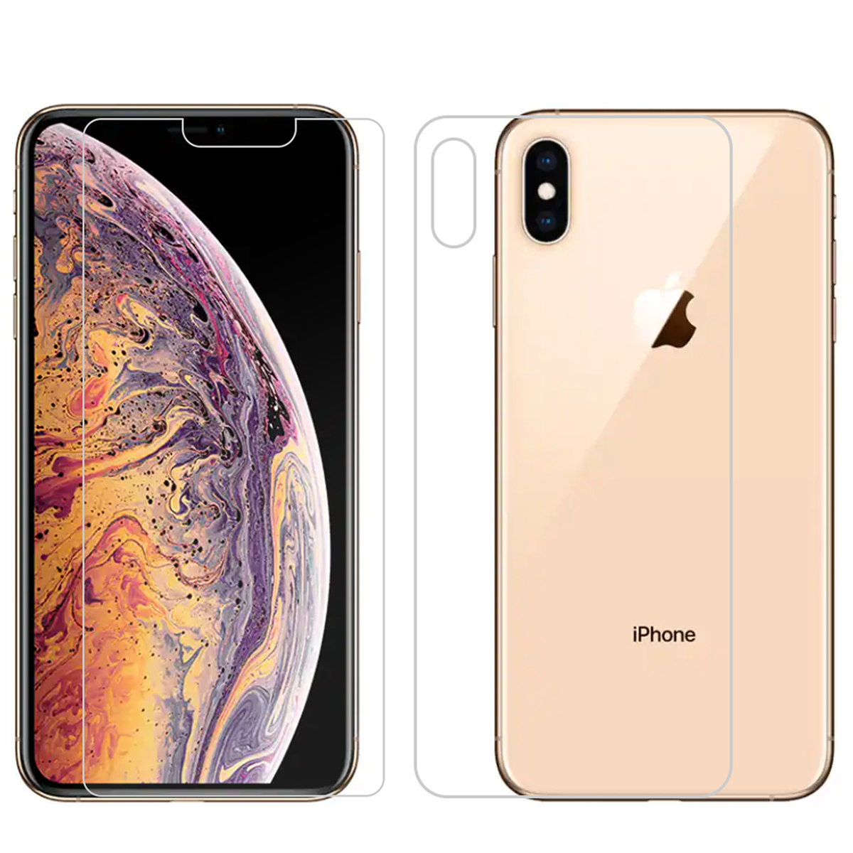 Protecteur d'écran en verre trempé pour couverture avant et arrière pour iPhone XS Max