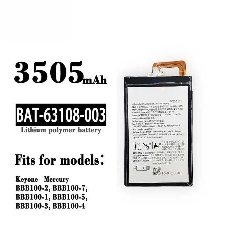 Replacement Battery for Blackberry Keyone / Mercury / DTek70, BAT-63108-003