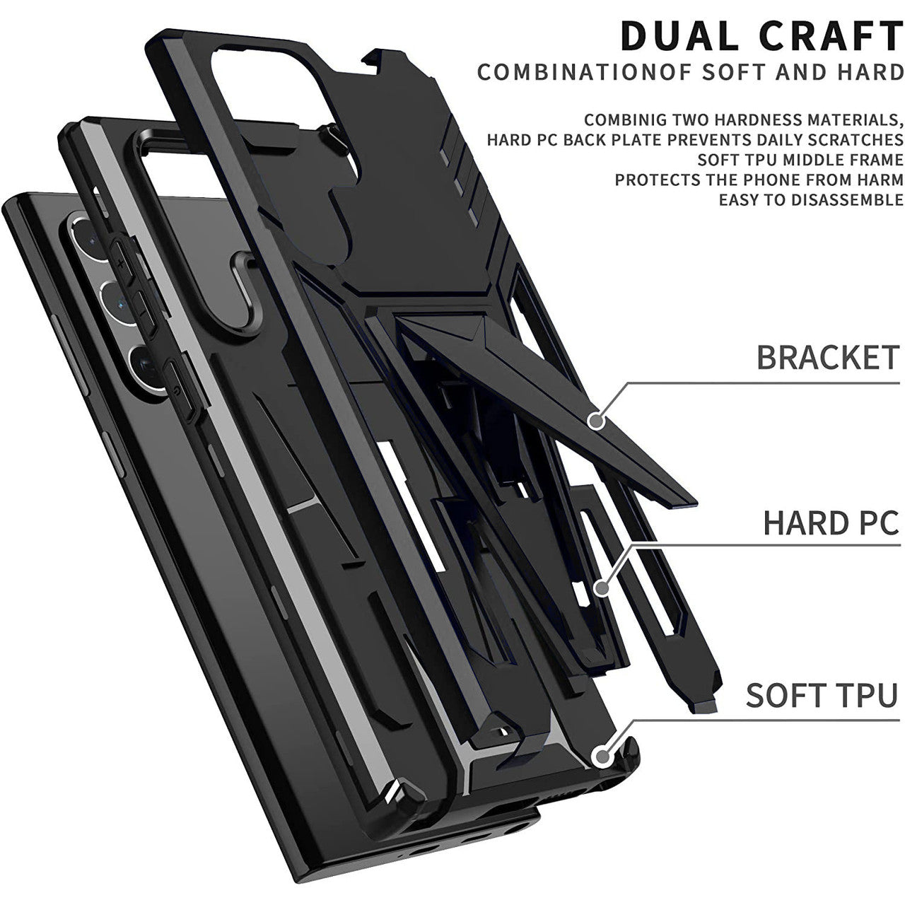 Étui robuste avec béquille pour Samsung Galaxy S23 Ultra