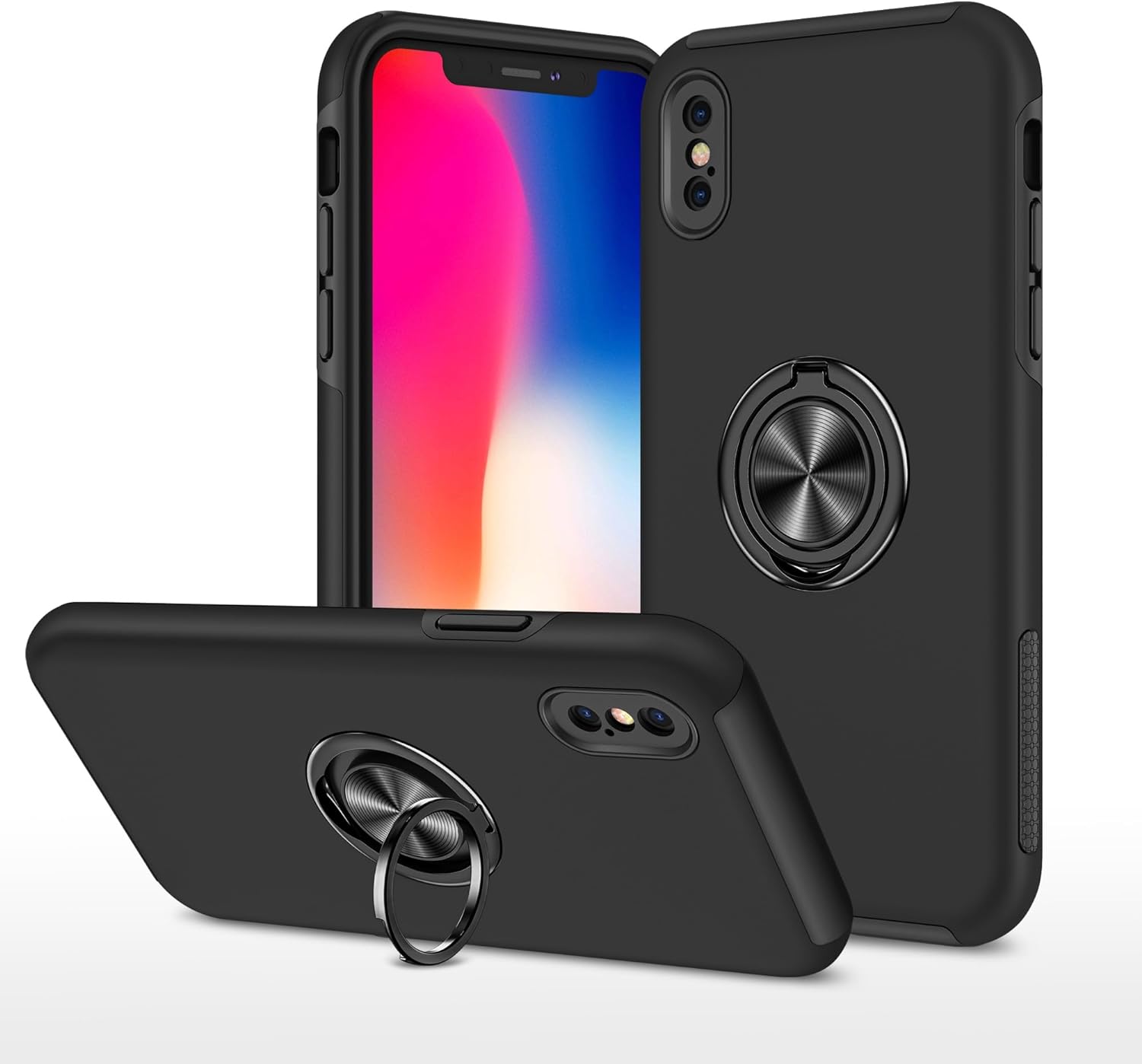 Étui hybride magnétique avec anneau invisible pour iPhone XR