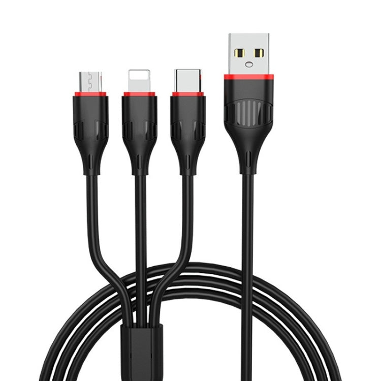 3 in 1 USB-A to Lightning Micro USB USB-C Charging Cable (1m)