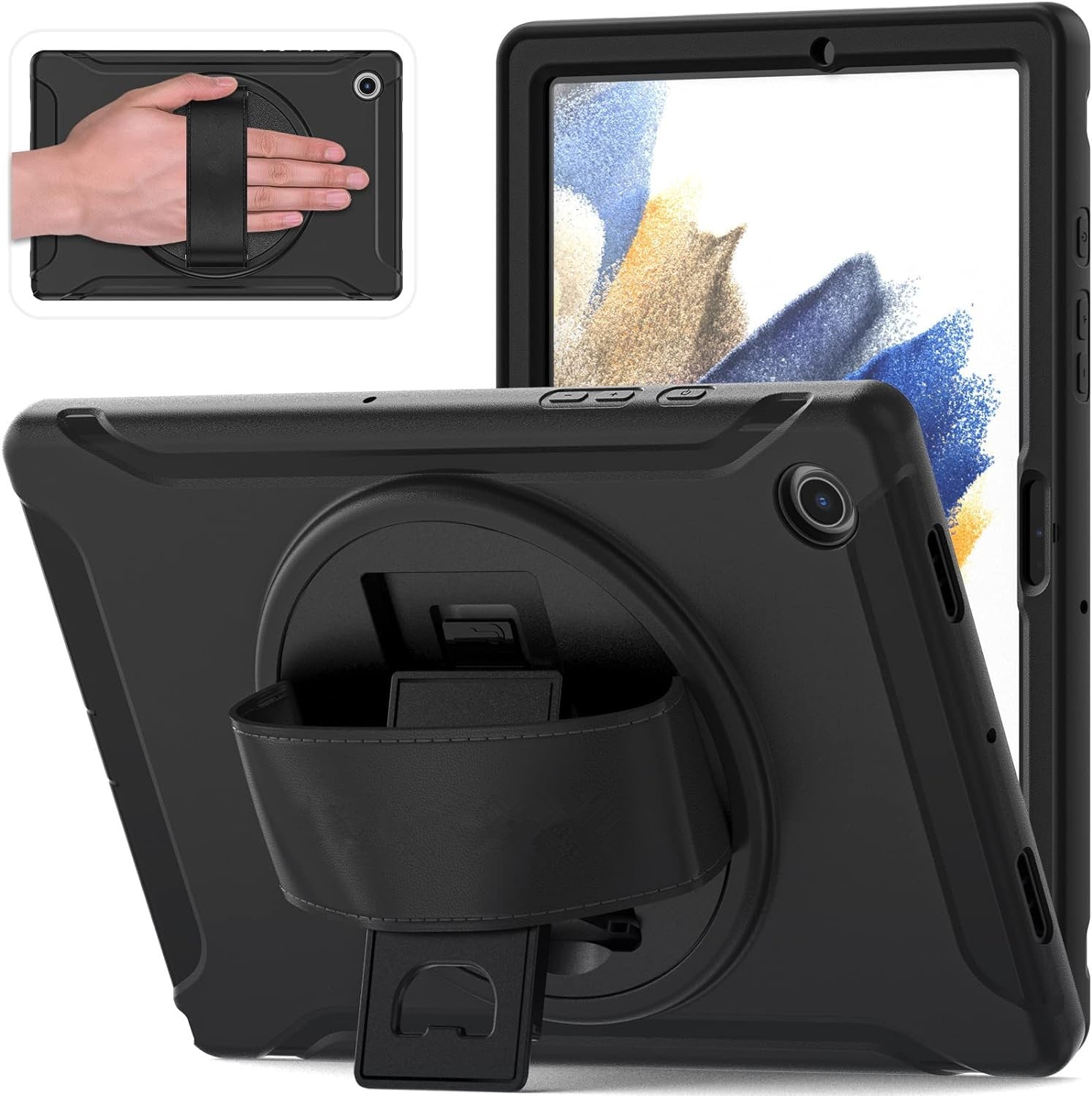 Étui robuste pour tablette avec béquille Defender et dragonne pour Samsung Tab A7 Lite 8,7