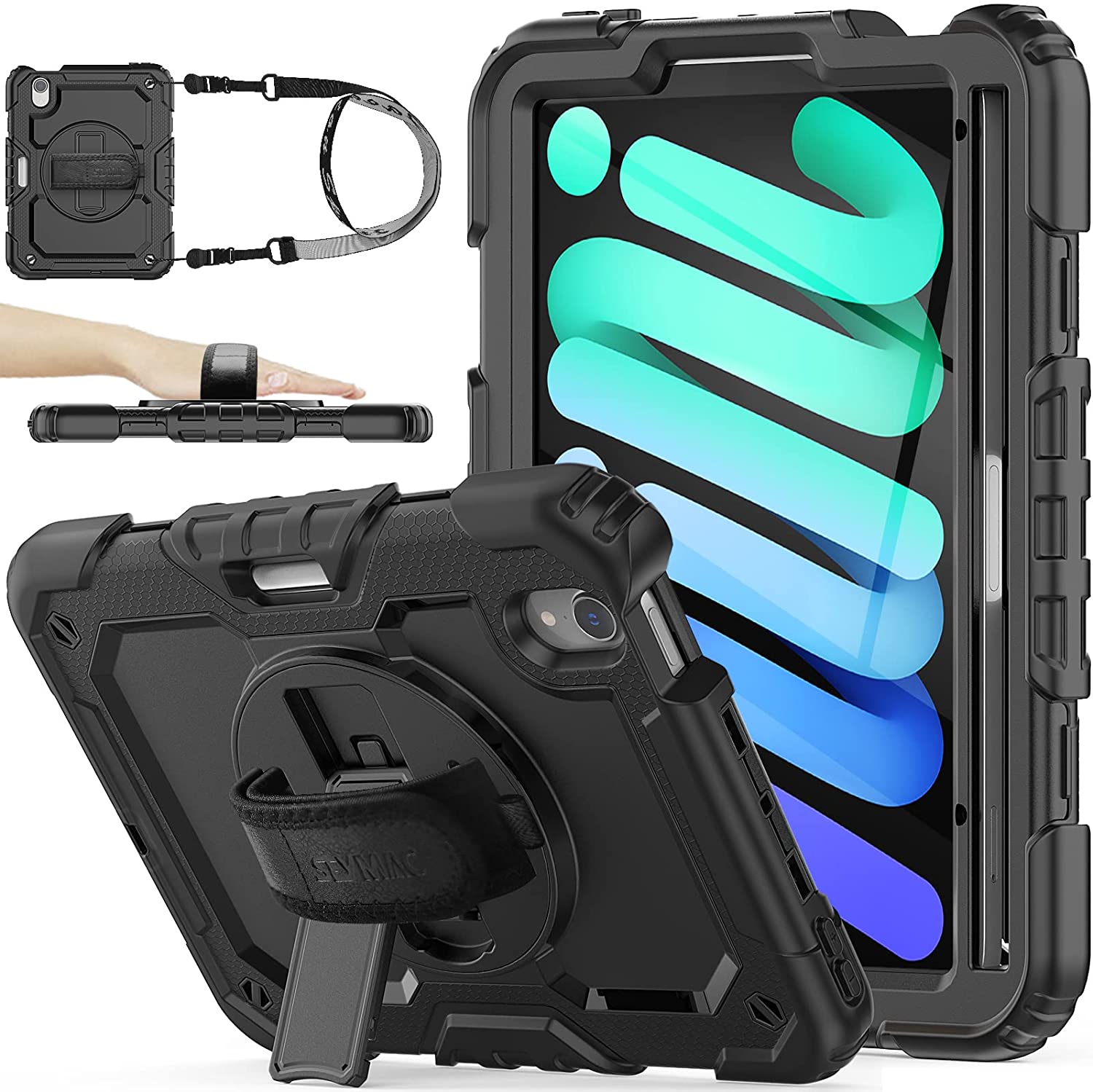 Rugged Defender Case with Strap for iPad Mini 6 (6th Gen.) / Mini 7 (7th Gen.)