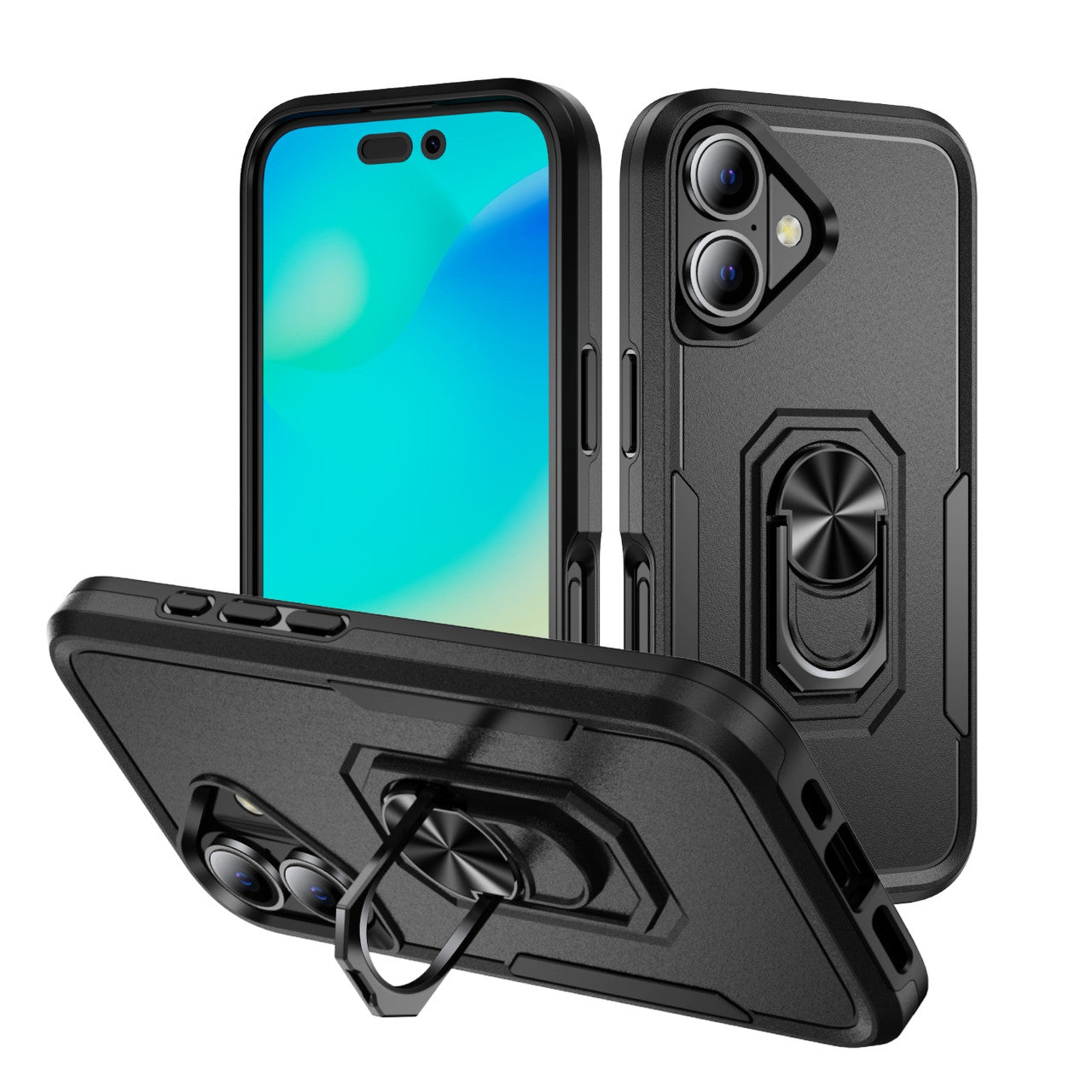 Coque robuste avec anneau pour iPhone 16 Plus