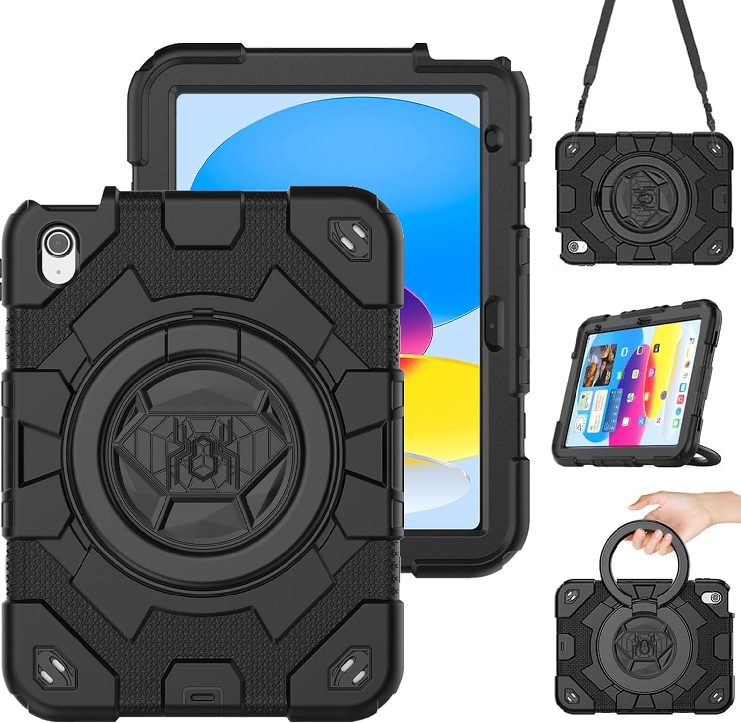 Rugged Defender Ring Kids Case with Strap for iPad 10 (10th Gen.) 10.9