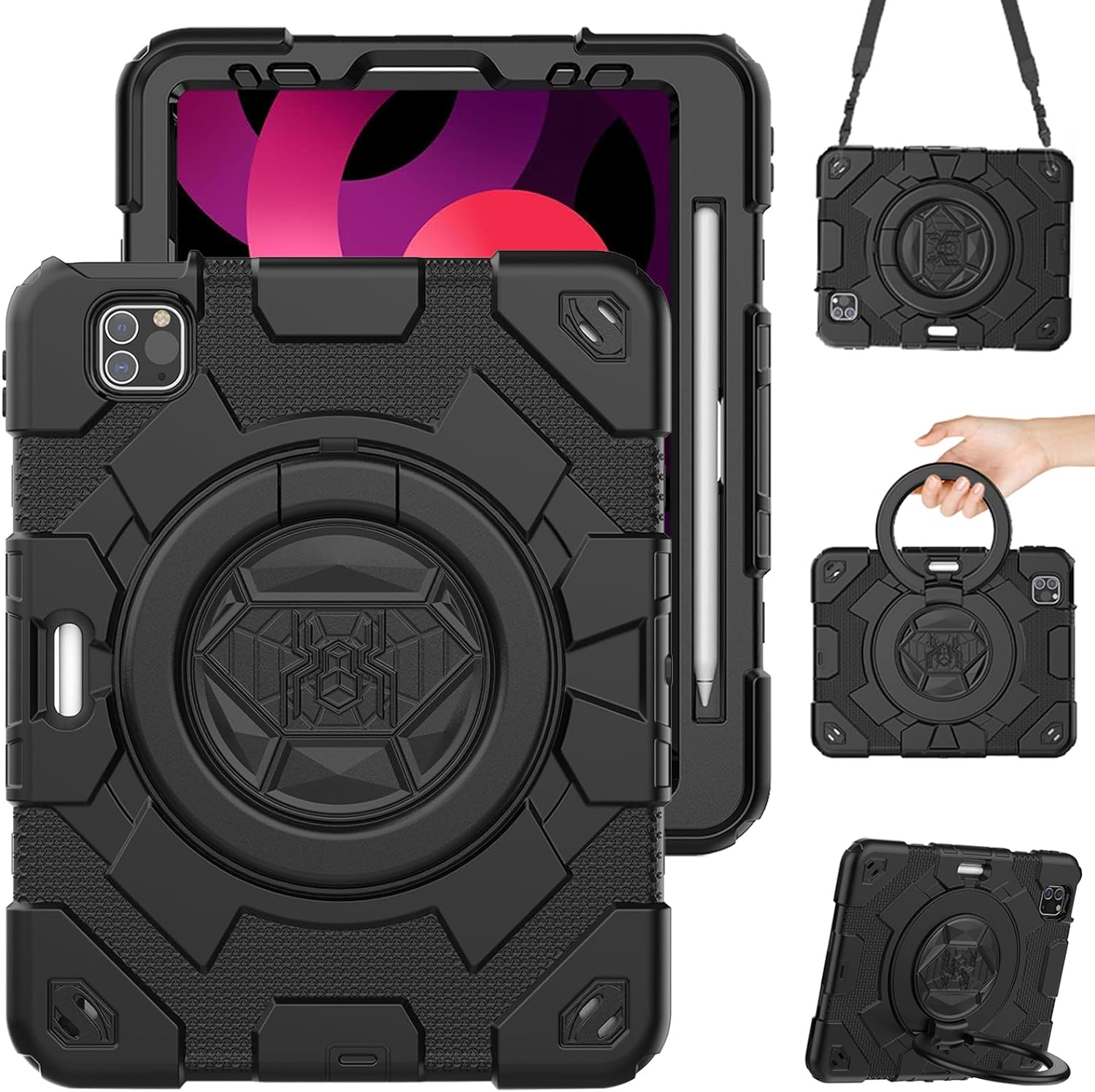 Rugged Defender Ring Kids Case with Strap for iPad Air 4 / 5 (4th / 5th Gen.) / iPad Pro 11