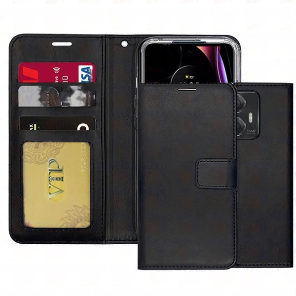 Leather Folio Wallet Case for Motorola Moto Edge (2024)