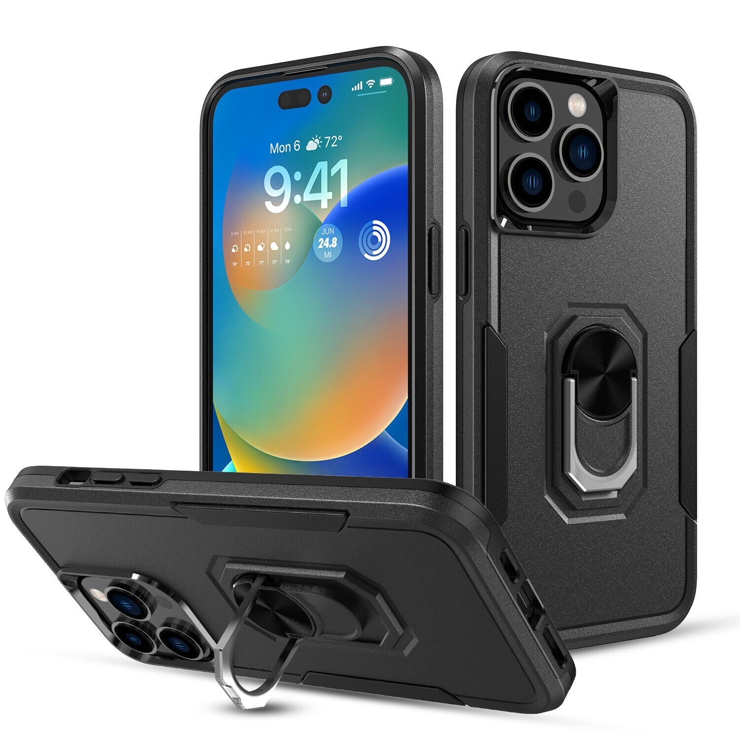 Coque robuste avec anneau pour iPhone 16 Pro Max