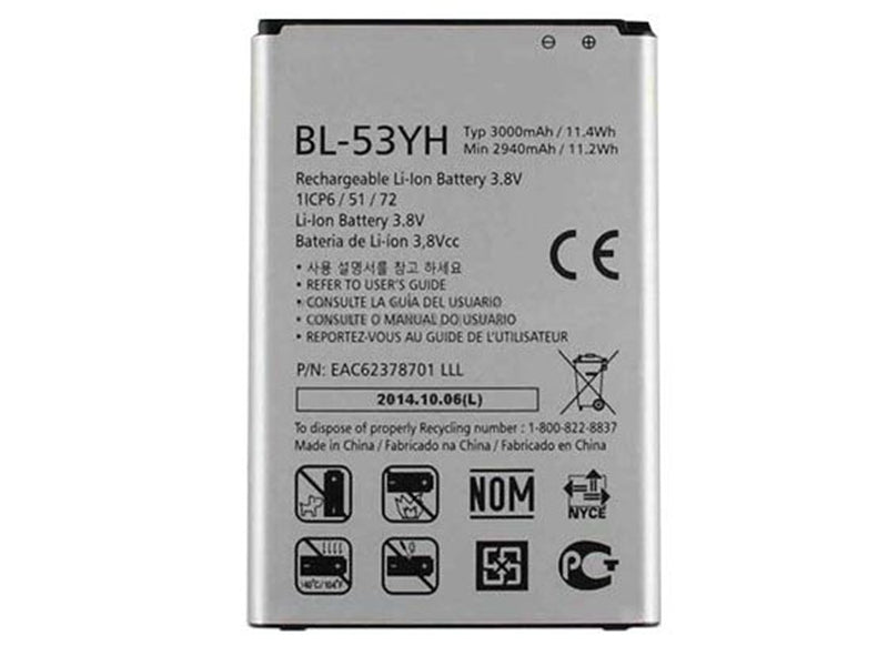 Batterie de remplacement pour LG Optimus G3 (D830 D850 VS985 F400), BL-53YH