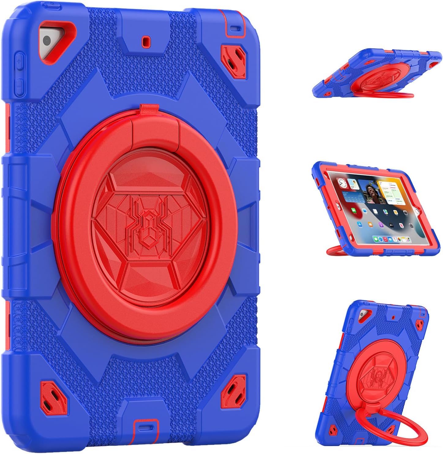 Rugged Defender Ring Kids Case with Strap for iPad 5 6 (5th 6th Gen.) / Air 1 2 (1st 2nd Gen.) / Pro 9.7