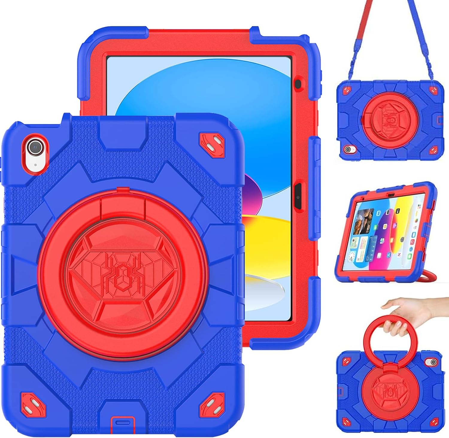 Rugged Defender Ring Kids Case with Strap for iPad 10 (10th Gen.) 10.9