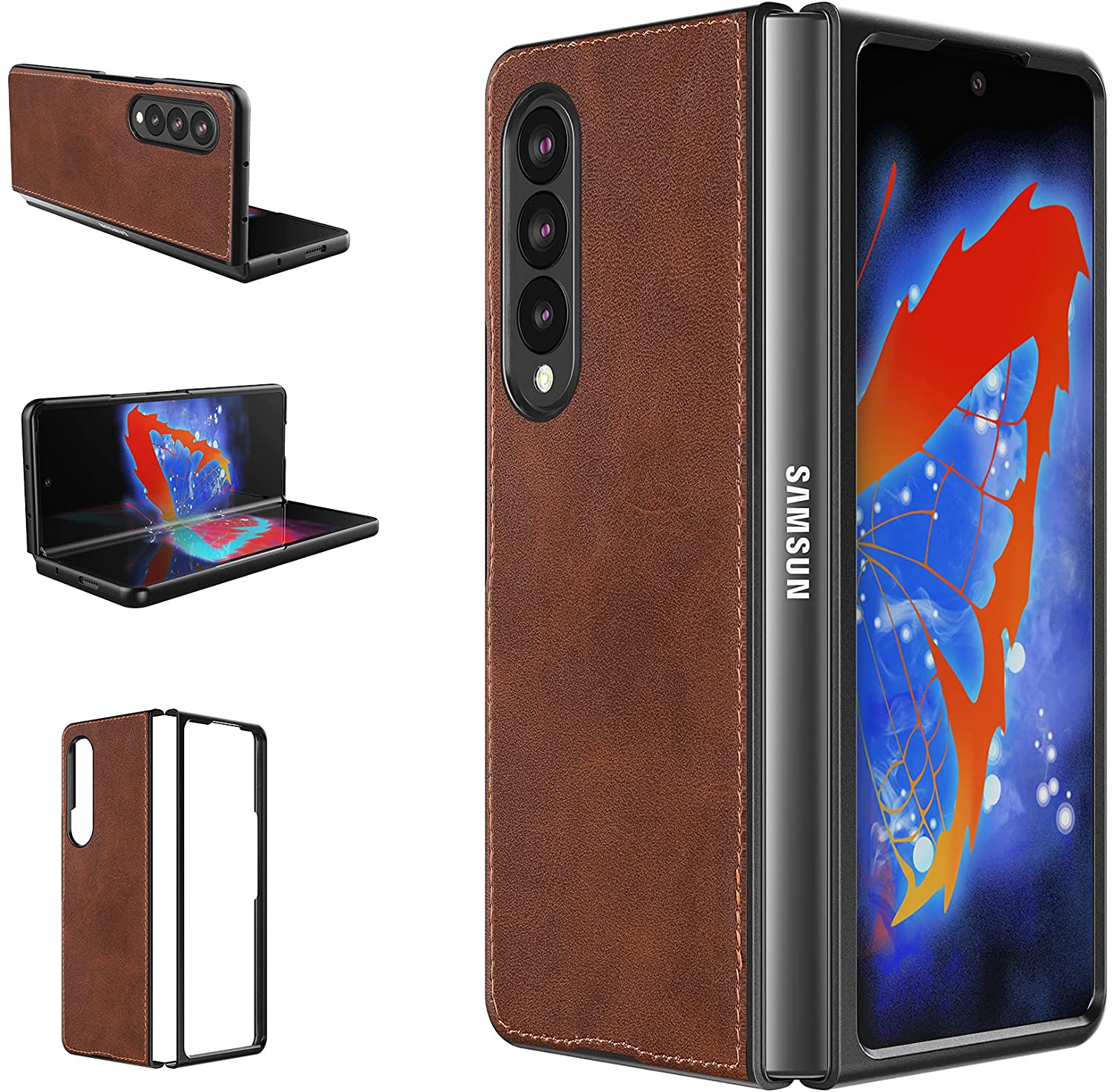 Étui en cuir pour Samsung Galaxy Z Fold 3 5G