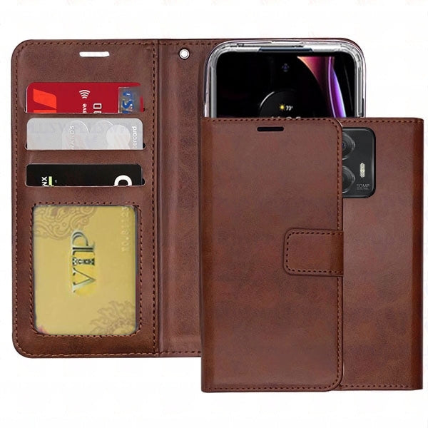 Leather Folio Wallet Case for Motorola Moto Edge (2023)