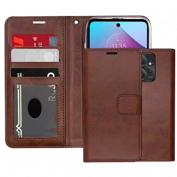 Leather Folio Wallet Case for Motorola Moto G Power 5G (2024)