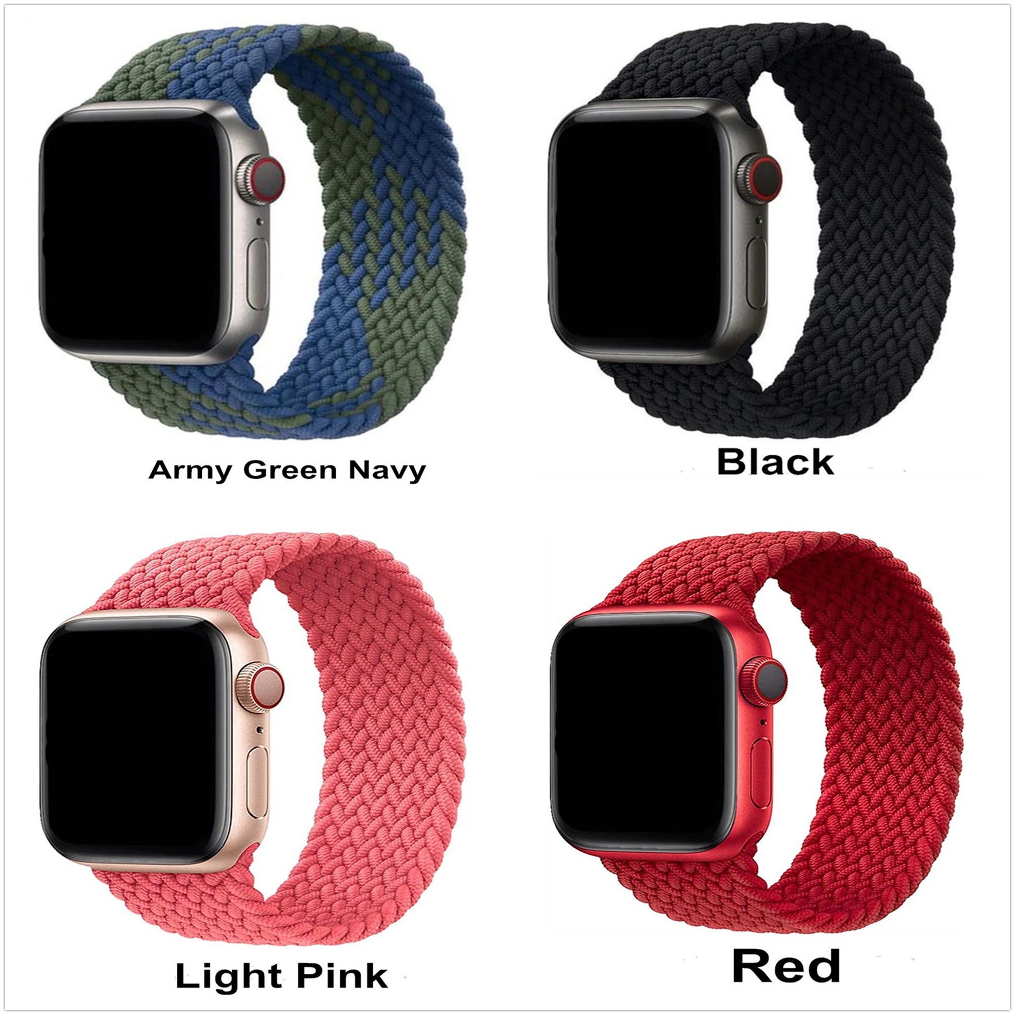 Bracelet de remplacement tressé à boucle solo pour Apple Watch iWatch