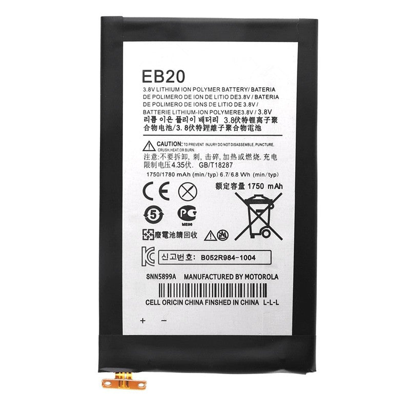 Batterie de remplacement pour Motorola Droid Razr V (XT910 XT912 MT917 XT885 XT889), EB20