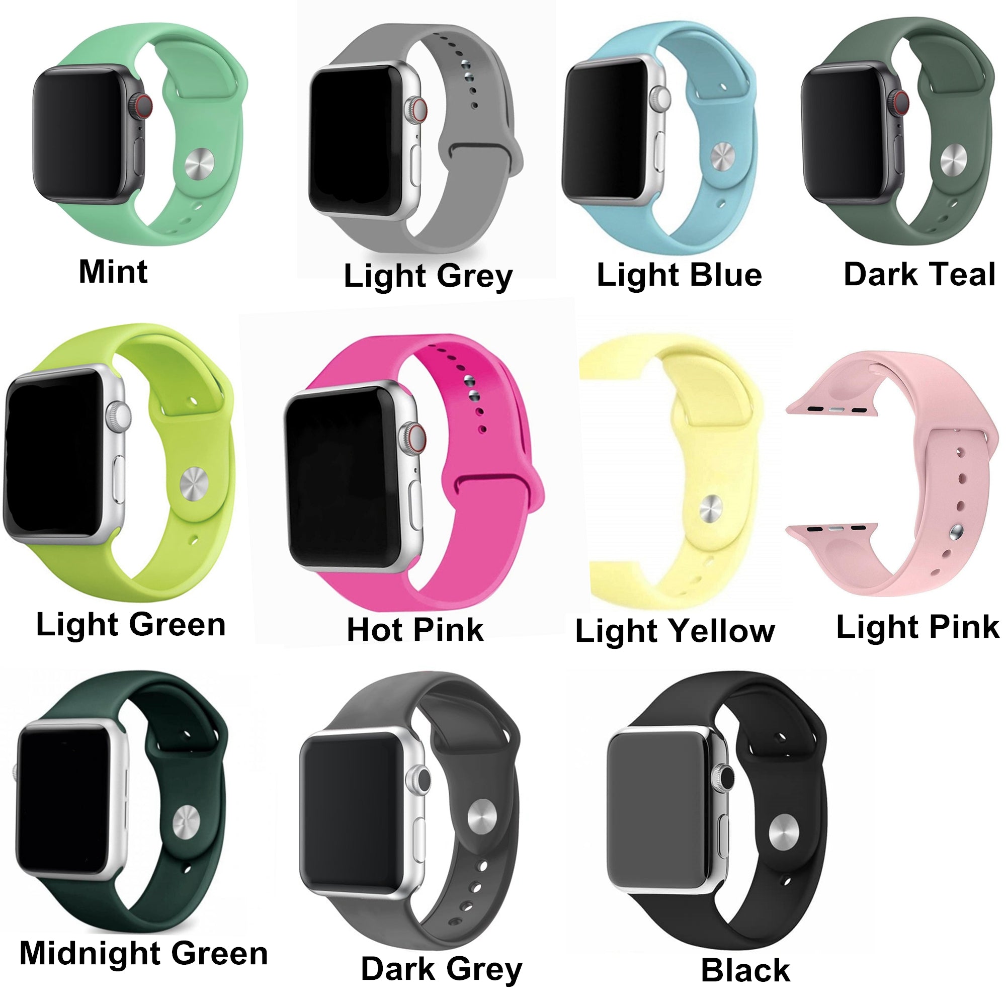 Bracelet de rechange en silicone souple pour Apple Watch iWatch