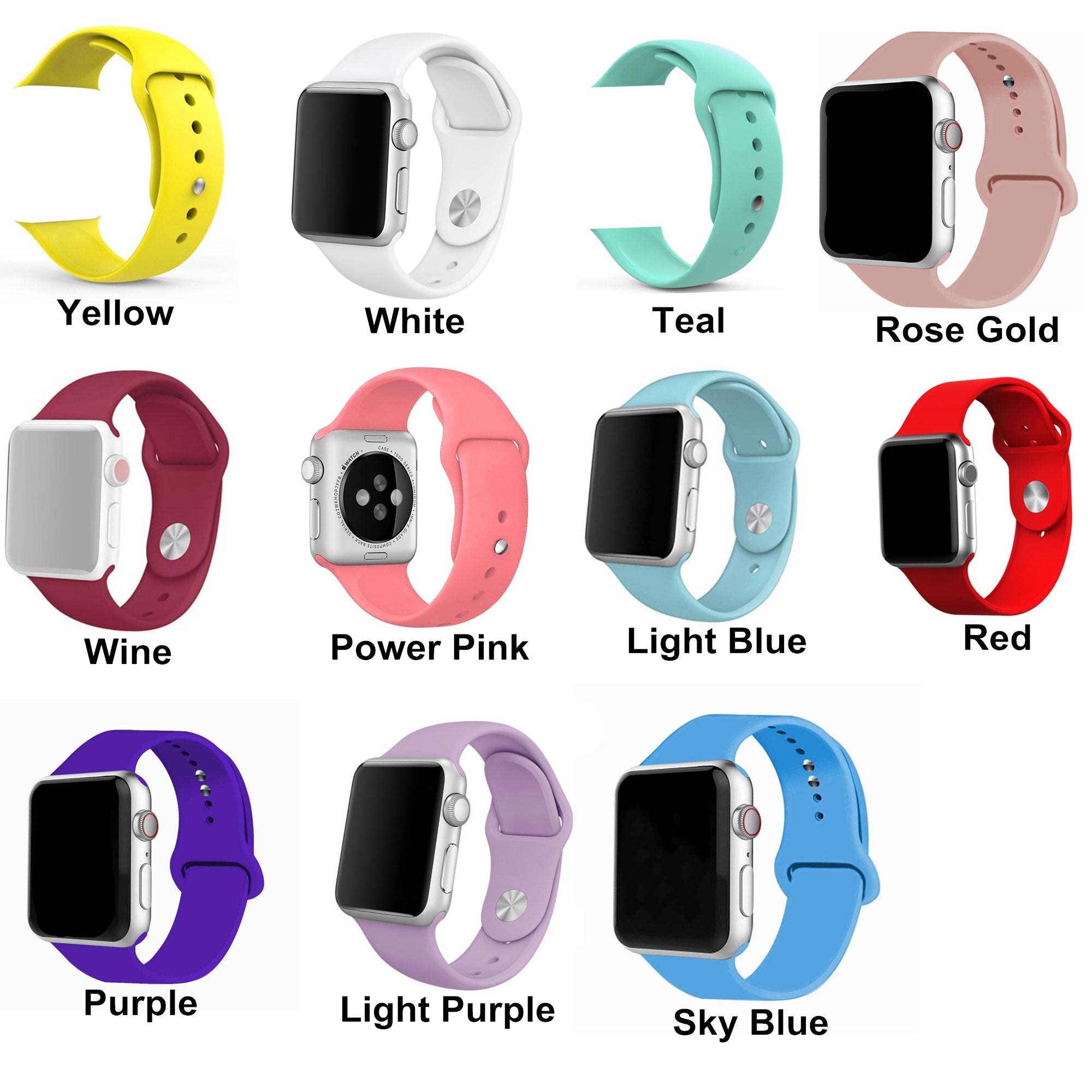 Bracelet de rechange en silicone souple pour Apple Watch iWatch