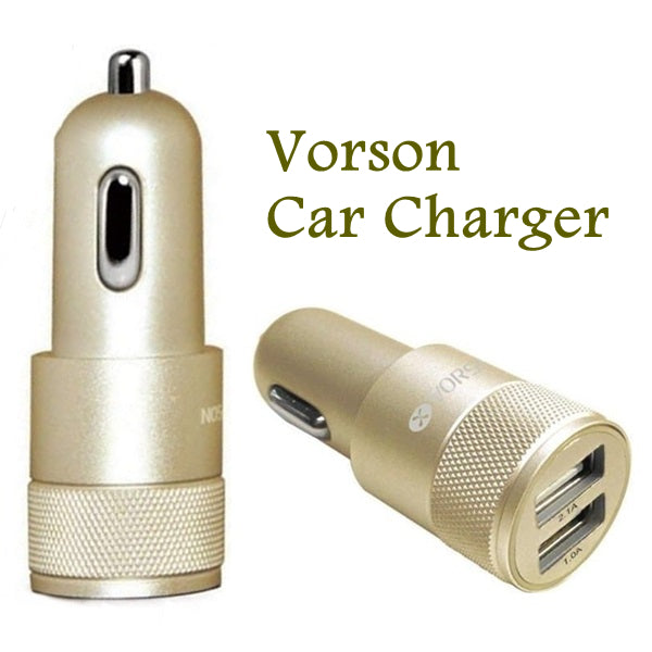 Mini Dual USB Ports Sockets Aluminum Alloy Fast Charging Car Charger Adapter