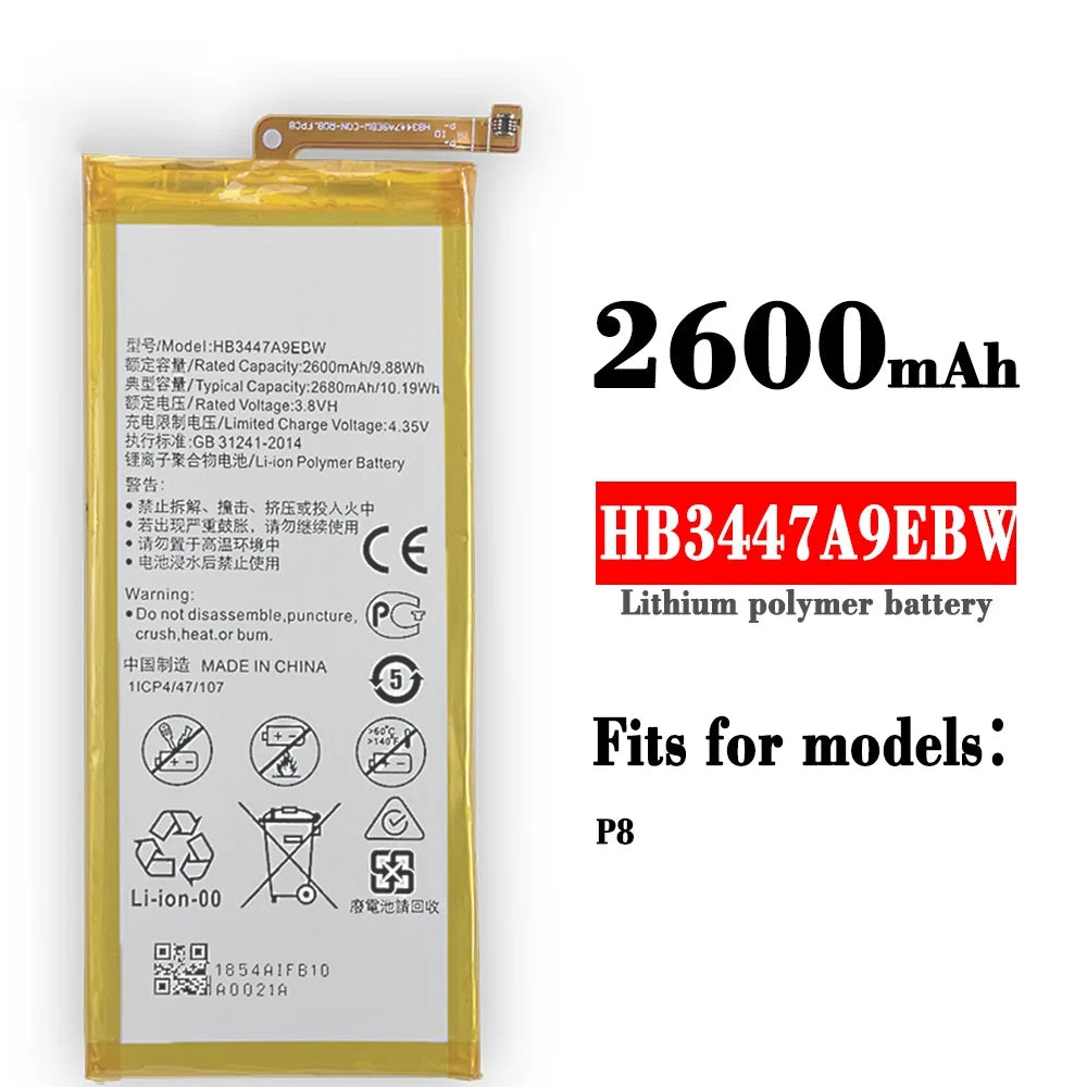 Replacement Battery for Huawei Ascend P8, HB3447A9EBW