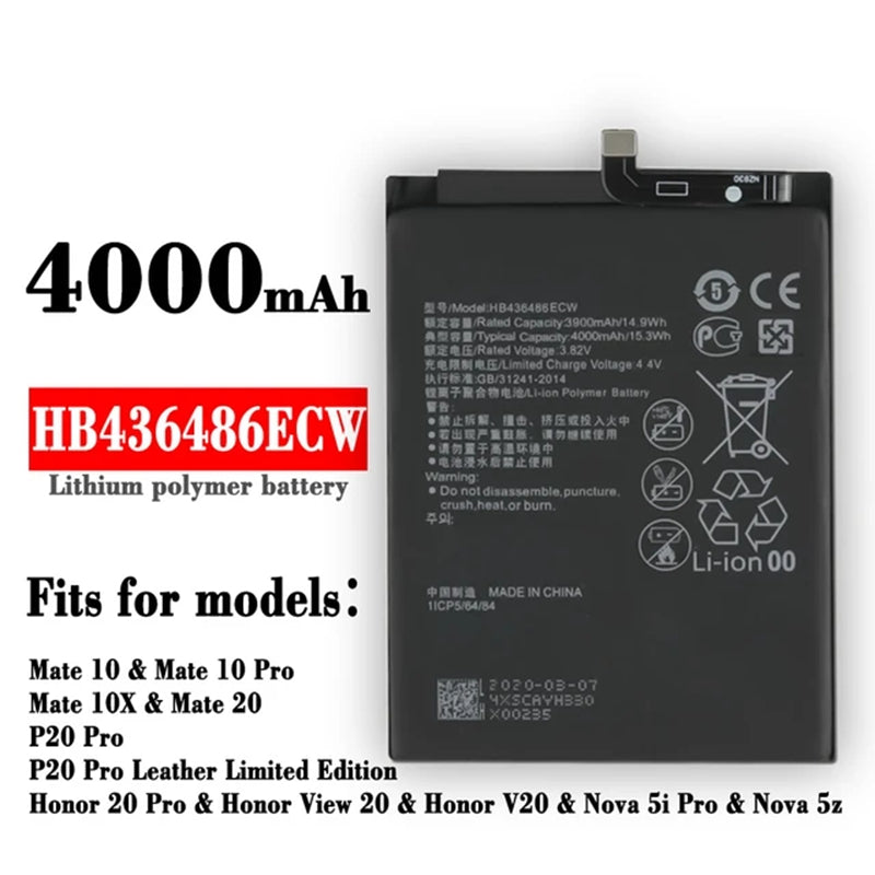 Replacement Battery for Huawei Mate 10 / Mate 10 Pro / Mate 20 / Mate X / P20 Pro, HB436486ECW