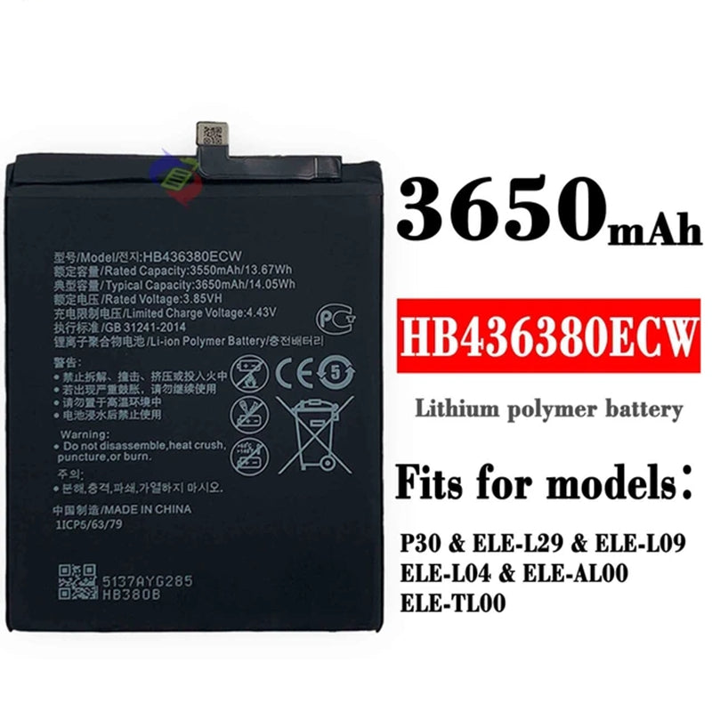 Replacement Battery for Huawei P30, HB436380ECW