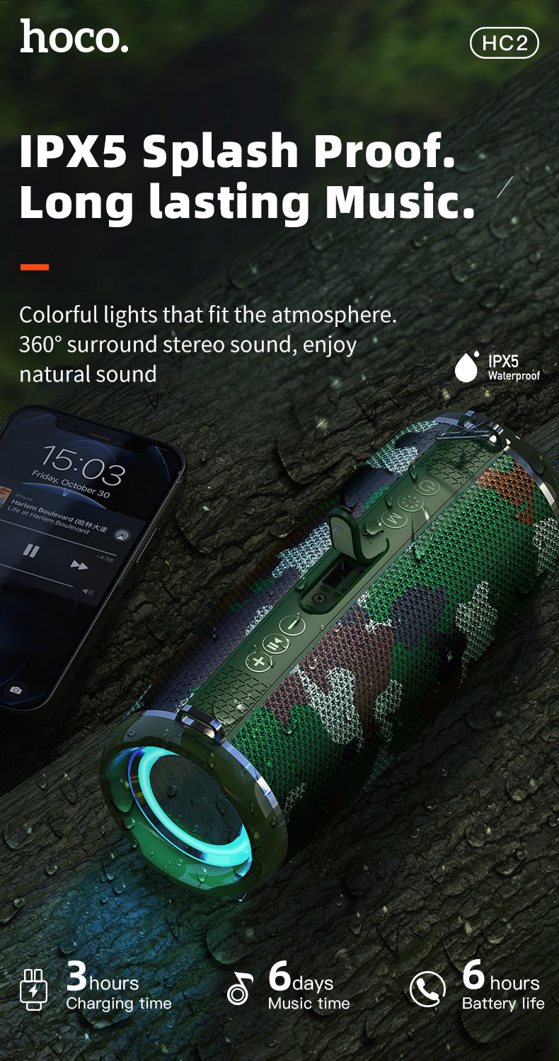 Portable Waterproof Wireless Bluetooth LED Flashing Stereo Bass Speaker