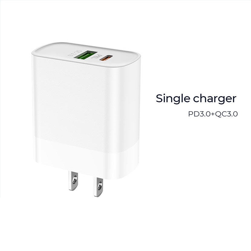 Chargeur mural rapide QC3.0 18 W USB-A et USB-C à double port