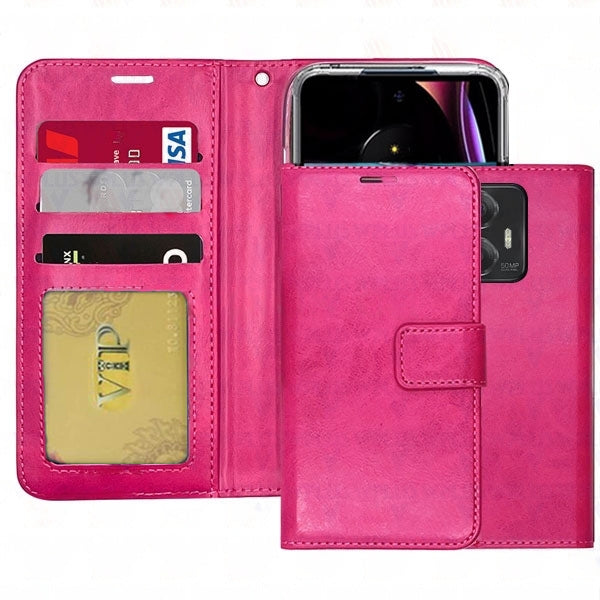 Leather Folio Wallet Case for Motorola Moto Edge (2023)