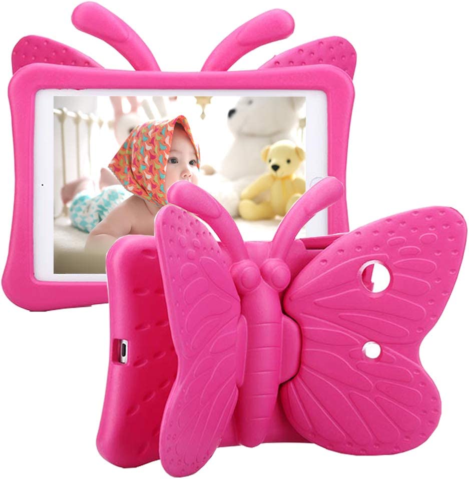 Silicone Butterfly Kids Case for iPad 5 6 (5th 6th Gen.) / Air 1 2 (1st 2nd Gen.) / Pro 9.7